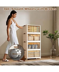 gaomon 4-Tier Stackable Plastic Storage Boxes with Lid, Modular Storage Organizer