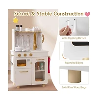 Hongge Kids Kitchen Set Pretend Play Kitchen with Stoves Faucet Sink Telephone Microwave and Oven