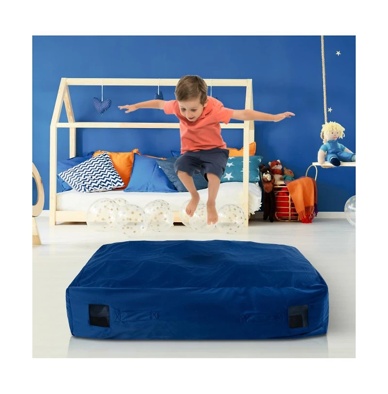 Hongge 47 x 35.5 Inch Crash Pad Sensory Mat with Foam Blocks and Washable Cover