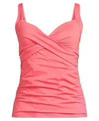 Lands' End Women's Long Torso V-Neck Wrap Underwire Tankini Swimsuit Top