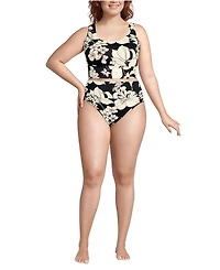 Lands' End Women's Plus Tugless Midkini Top and High Waisted Bottom Swimsuit Set