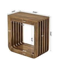 Tribesigns Side Table Set of 2, Farmhouse Narrow End Table with Slatted Open Frame, Wooden Rustic Accent Sofa Side Table