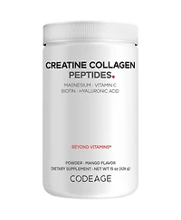 Codeage Creatine Collagen Peptides, Biotin, Magnesium, Hyaluronic Acid, Vit C, Mango Flavor, 15 oz