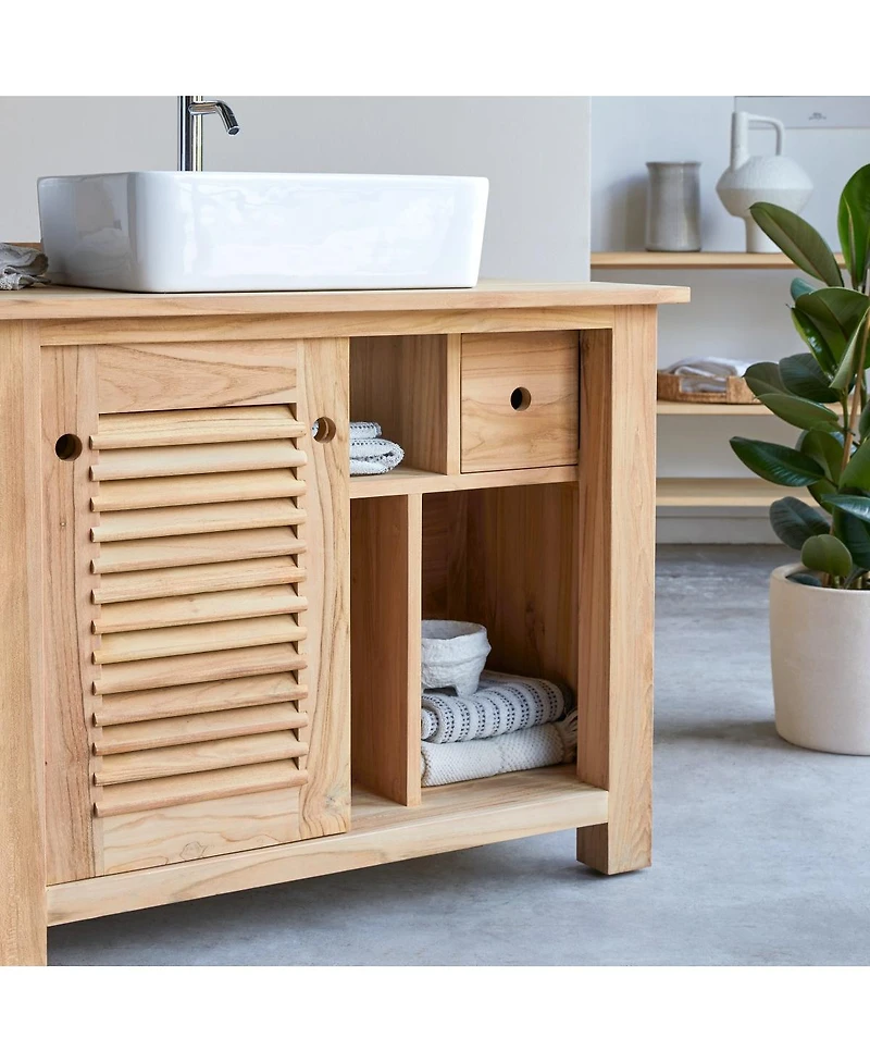 Tikamoon Solid Teak Wood Vanity Cabinet Wash-stand Modern Design Bathroom Furniture