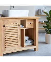 Tikamoon Solid Teak Wood Vanity Cabinet Wash-stand Modern Design Bathroom Furniture