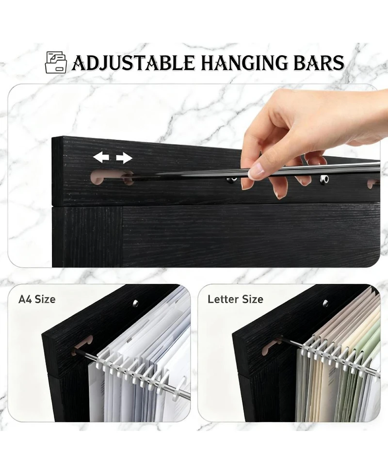 Rainsken 3 Drawer File Cabinet with Silent Slides, Farmhouse Vertical Filing Cabinet for A4/Letter Size, Printer Stand with Storage for Home Office