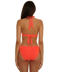 Trina Turk Womens Golden Oasis Textured Grommet Front Halter Top Hipster Bottoms