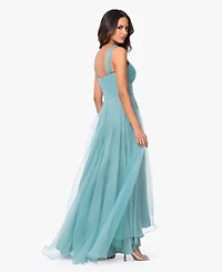 Betsy & Adam Women's Sleeveless Halter Neck Gown