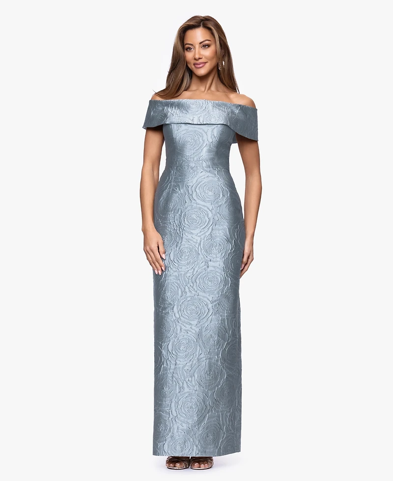 Xscape Petite Off-The-Shoulder Sheath Gown