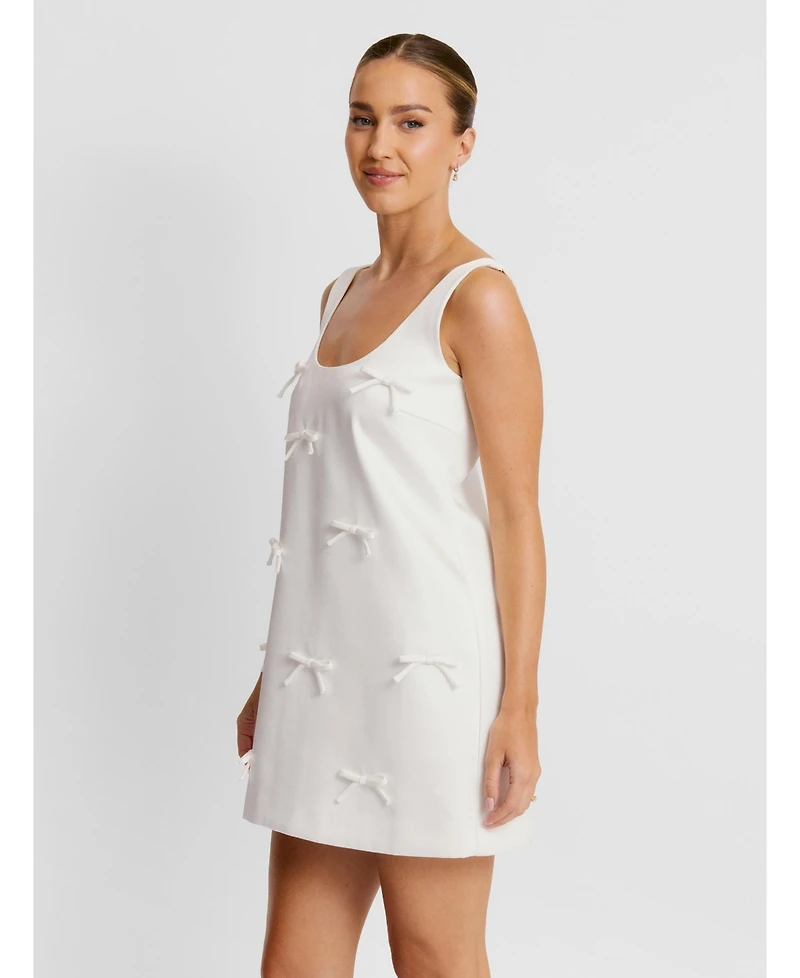 Six Stories Women's Scoop Neck Bow Detail Mini Dress