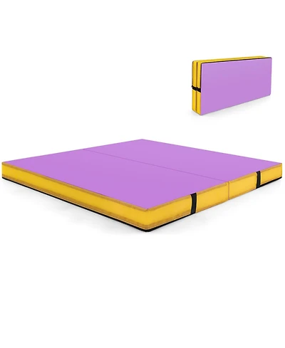 4-Foot Bi-Folding Gymnastic Tumbling Mat with Handles and Cover