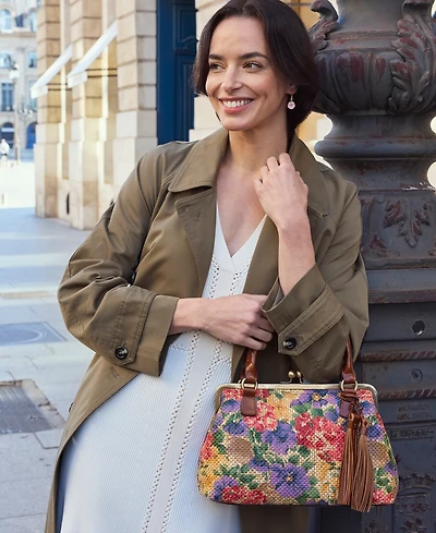 Patricia Nash Marie Frame Painted French Hydrangeas Medium Handbag