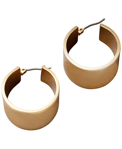 Donna Karan Gold-Tone Flat Taper Hoop Earrings