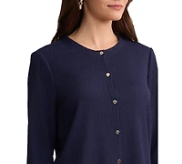 Jones New York Women's Button-Front Round Neck Sweater