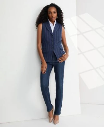 Jones New York Womens Four Button Linen Blend Peak Lapel Vest