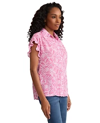 Jones New York Women's V-Neck Button-Front Top