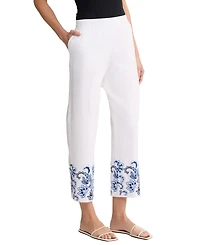 Jones New York Women's Embroidered Crop Pants