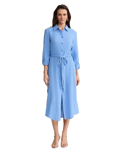 Jones New York Women's Braided Belt Shirt Dress
