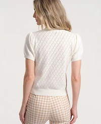 Isaac Mizrahi Women's Balloon Short-Sleeve Knitted Sweater