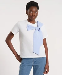 Isaac Mizrahi Women's Short-Sleeve Bow Knit T-Shirt