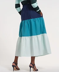 Isaac Mizrahi Women's Pull-On Tiered Maxi Long Skirt