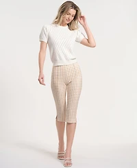 Isaac Mizrahi Women's Slide-Slit Plaid Pants