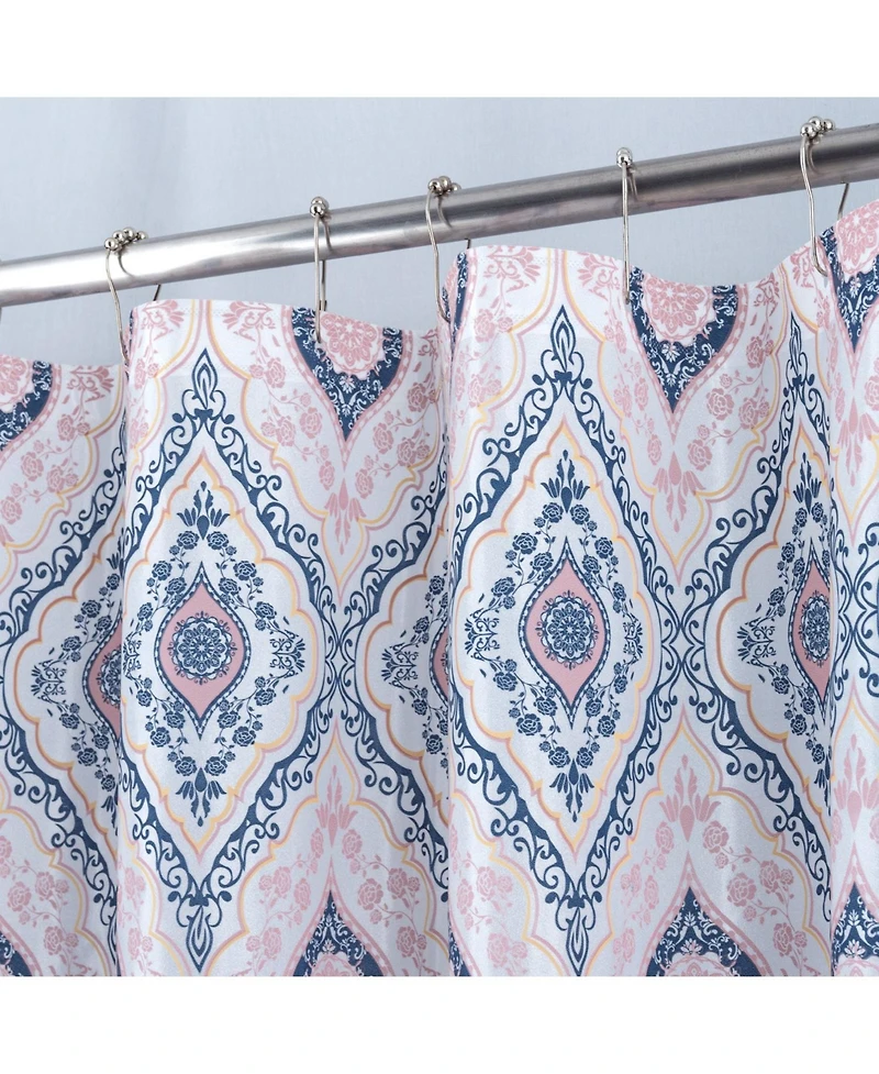 Rt Designers Collection 90 Gsm Printed Peva Glit Jaxx Shower Curtain 70" x 72" Blush