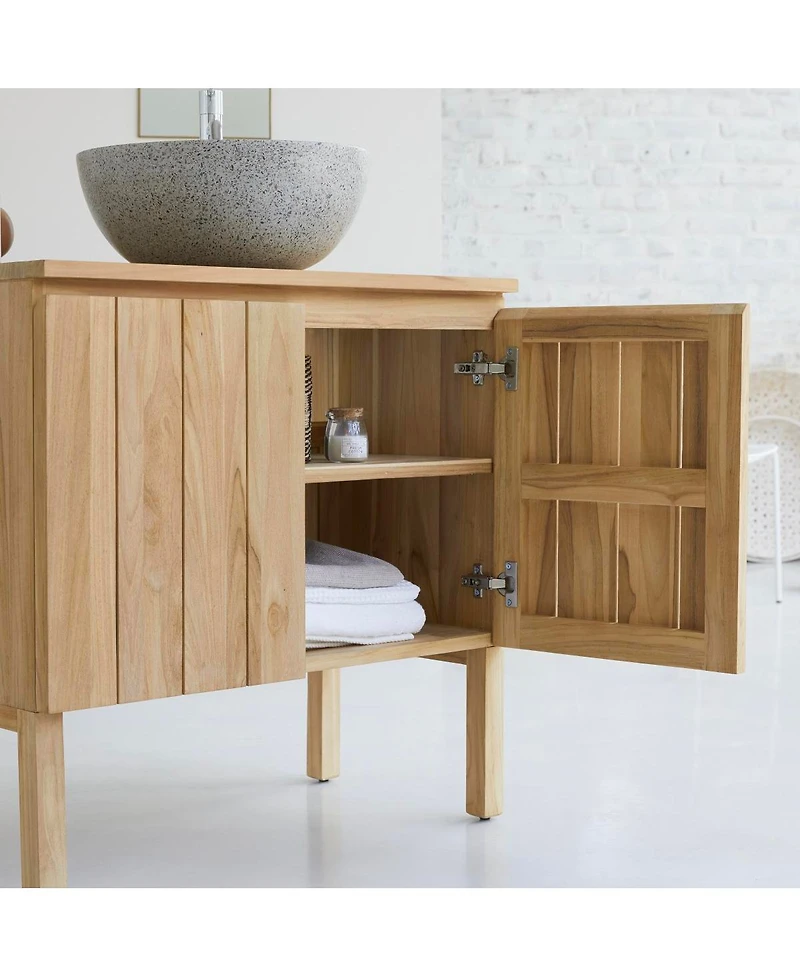 Tikamoon Jill vanity unit in teak wood 80