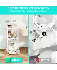 Yigii Multi-Compartment Makeup Organizer with Wheels for Skincare and Cosmetics