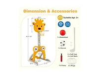 Hongge 4-in-1 Toddler Height Adjustable Basketball Hoop with Ring Toss for 3+ Kids