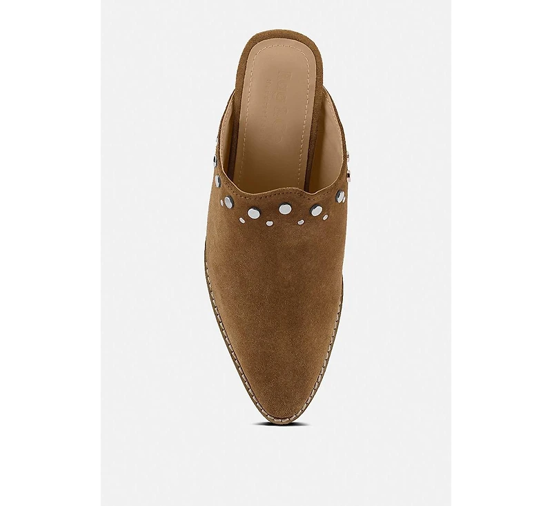 Leslie Womens Stacked Heel Mules