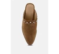 Leslie Womens Stacked Heel Mules