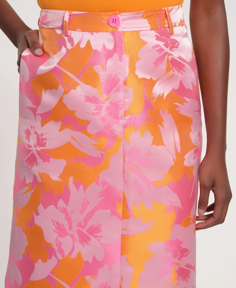 Isaac Mizrahi Women's Pull-On Midi Floral Skirt