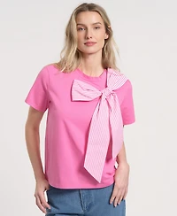 Isaac Mizrahi Women's Short-Sleeve Bow Knit T-Shirt
