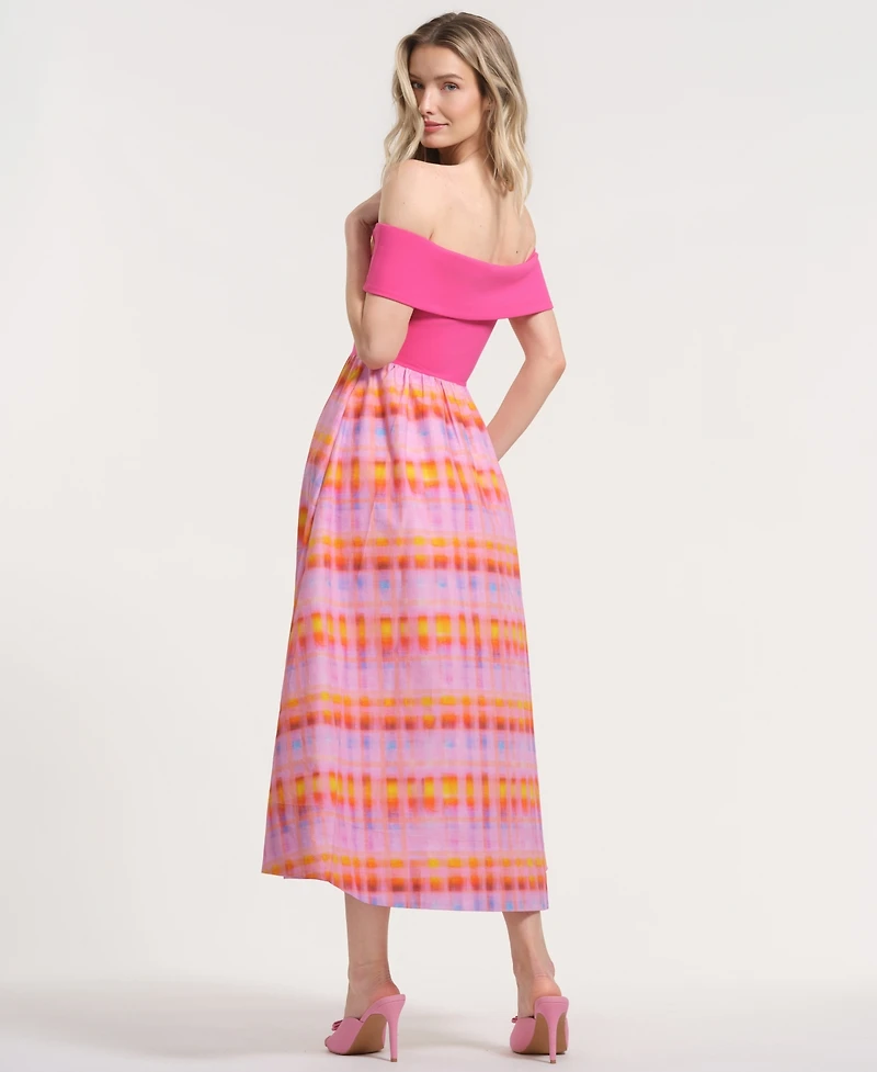 Isaac Mizrahi Women's Off-The-Shoulder Printed Maxi Dress