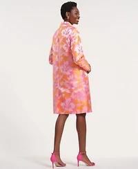 Isaac Mizrahi Women's Long-Sleeve Collared Floral Trench Coat