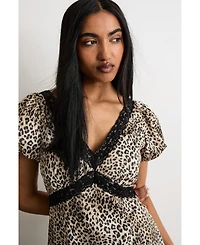 Warehouse Women's Printed Puff Sleeve Midi Dress