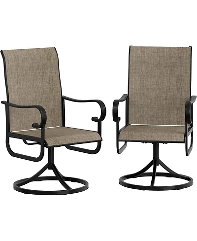 gaomon Set of 2 Patio Swivel Dining Chairs, 360degree(s) Swivel 15degree(s) Reclining, All-Weather Textilene for Lawn Garden Deck