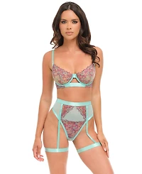 Oh La Cheri Women's Adaline Embroidered Bra Set