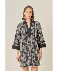 English Factory Women's Floral Embroidered Collar Mini Dress