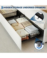 Gaomon Full Size Bed Frame with 2 Storage Drawers, Upholstered Bed Frame Full with Led Light