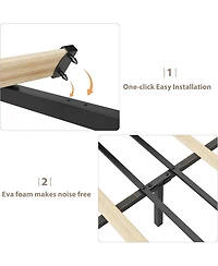 gaomon Twin Size Teddy Fleece Bed Frame, Upholstered Platform Bed with 2 Storage Drawers, Height Adjustable Headboard, Soft Teddy Fabric Bed