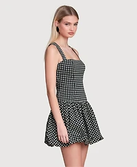 Avec Les Filles Women's Drop Waist Bubble Hem Mini Dress