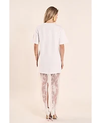 endless rose Women's Mixed Media Lace T-Shirt Dress