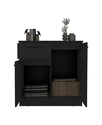 flynama Premium Idaho Dresser with 2 Door Cabinets and 1 Drawer Black Finish Compact Storage Solution for Bedroom Living Room