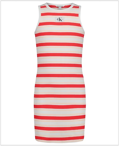 Calvin Klein Girls' 7-16 Striped Crewneck Tank Dress