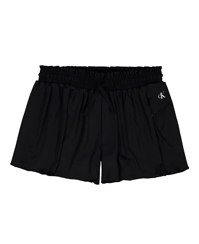 Calvin Klein Girls' 7-16 Smocked Waist Pull-On Tech Shorts