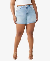 True Religion Plus Jennie Mid-Rise Big T-Shorts