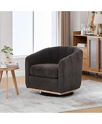 Streamdale Furniture 31.89" Wide Modern Chenille Swivel Chair, Upholstered Barrel Armchair for Living Room, Office