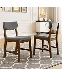 Streamdale Furniture 4-Piece Rustic Farmhouse Dining Chair - Solid Wood Fabric Cushion